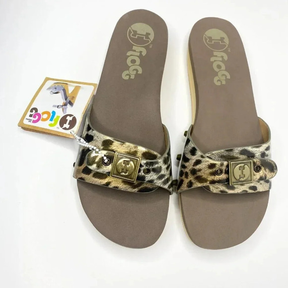 NEW Flogg Melanie Sandals Animal Print Wooden Platform Slides Retro Y2K Size 7.5 - Picture 6 of 10